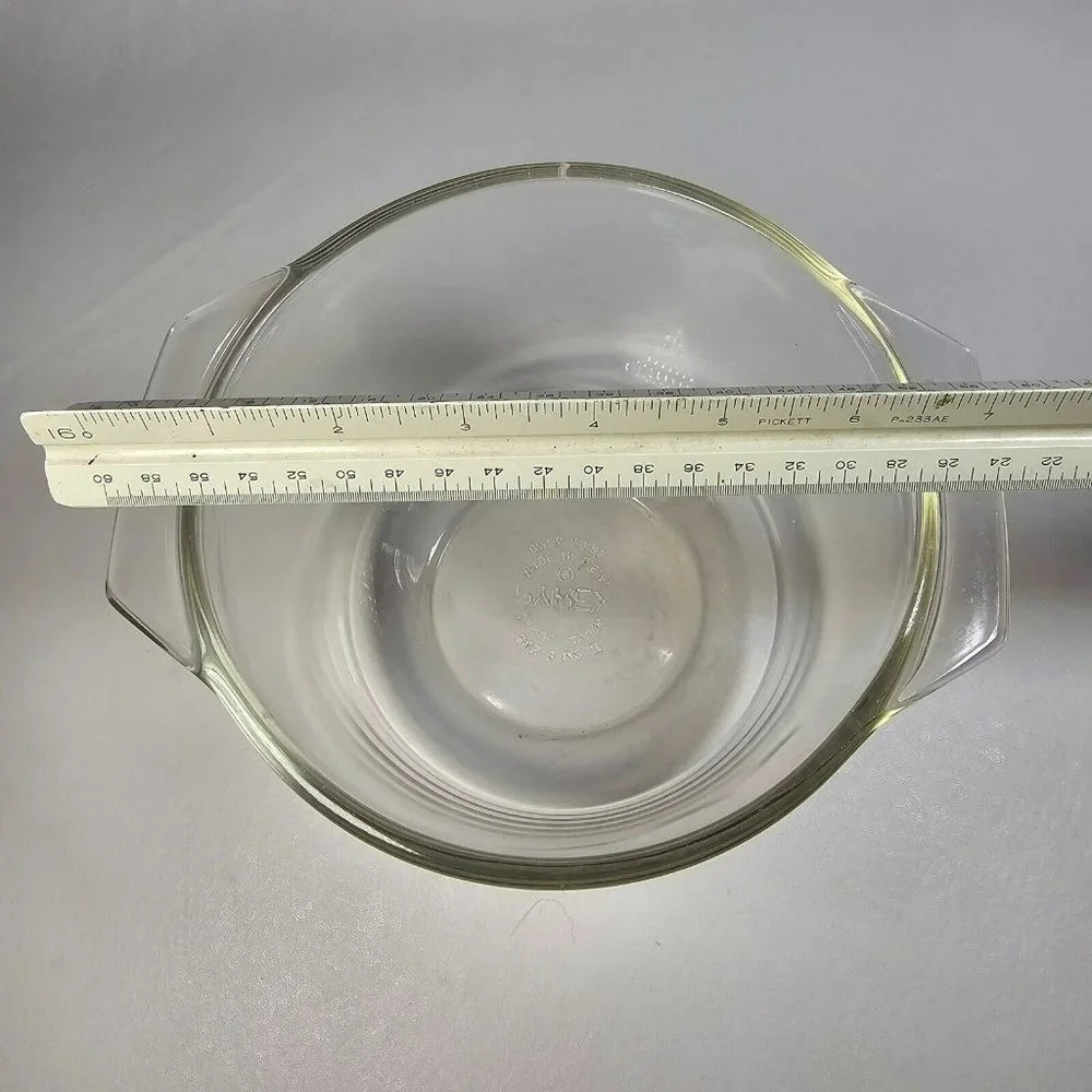 Pyrex 1.5 Qt 6" Mixing Bowl #343 Clear Glass Ovenware w/ Handles - Picture 6 of 6